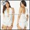 Ladies Designer Tops 2015 Halter Plain White Low Scoop Tops
