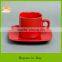 Small capacity cololful square shape cup/ ceramic coffee mug with saucer tea set, LJ-3002