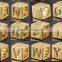 925 Sterling Silver Square Cube Letter alphabet Beads Charm With 18K gold Plating