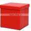 Orange Faux leather foldable ottoman box