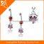 Fashion design stainless steel belly ring high quality body jewelry crystal