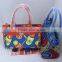 2016 High quality women bags matching printed leather handbag and wax fabric handbags