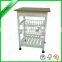 New design MDF with PVC wooden kitchen trolley with wheels