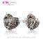 Latest Model Fashion Earrings Garnet Zircon Heart Earring Silver Weave Earring