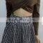 Fashion White Patchwork Purple Draped Lace Bow Boat Neck Long Sleeve Dress
