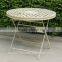 POWERLON Vintage Cream color metal folding table wrought iron outdoor garden furniture PL08-3591