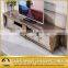 Hotel furniture led tv stand tv table with gold metal frame pu cover top