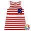 4th Of July Race Back Girls T- shirt Red Stripe And Star Bowknot Mum And Baby Tank Tops