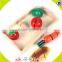 wholesale top quality wooden fruit cutting toy, DIY kids wooden vegetables cutting toy, role play wooden cutting toy W10B099