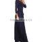 maxi muslim dress Wider Neckline Navy Three-Quarter Sleeve Maxi Dress Evening Gowns Long