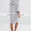 alli baba com oem Soft-touch Drawstring hood Dropped shoulders Pouch pocket Grey Sweater Dress