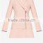 fashion women clothing OEM Front zipper bare pink Flounce Jacket Dress