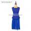Latest Design High Quality 2017 Spring Summer Fashion Elegant Blue Pictures Office Dress of Women