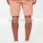 MGOO Foshan Manufacturer pink Ribbed Jersey Shorts Fashion Comfortable Draw String Raw Hem Knee Length Shorts