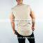 Hot Sale Scoop Neck Tee Shirt in Tan Short Sleeve Longline Curved Hem T Shirt OEM Gym Clothing Men