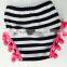 Striped Bloomer With Black Pom Poms for Infant Toddler Little Baby Underwear