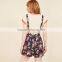 Navy floral wide adjustable straps lady's short overall with pockets