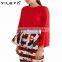 Latest Spring Design Fashion Red Lace Blouses for Ladies Elegent Long Sleeve Women Tops