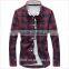  cotton microfiber casual check Korean men style shirt