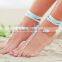 Multicolor Sexy Barefoot Sandal Ribbon Pearl Anklet Foot Ankle Chain Toe Ring Jewelry