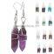 Silver Wire Wrapped Hexagon Prism Amethyst Natural Stone Drop Earrings