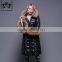 2017 Italian design fashionable pattern goose down jacket women with big fur collar and cuff