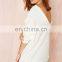 Drop shoulder deep V-neck at back woman knitted wool sweater