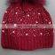 Top quality wool blend girls hat knitted adults bling bling hats