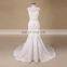 Fashion style mermaid scoop neck sexy hollow back lace wedding dress with beading on waist