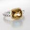 925 Silver Gold Two Tone Smoky Quartz Noblesse Cable Ring