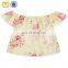Vintage Baby Girls Clothes Peach Floral Printed Design Cotton Top Trendy Kids Girl Shirts