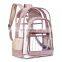 2019 fashion lady girl large capacity pink clear transparent PVC backpack school bag rucksack