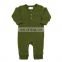 Long sleeved solid color knitted cotton baby jumpsuit romper