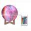 PLA 3D Print 16Colors Change Lunar USB Rechargeable LED Night Light Touch Remote control Moonlight  lamp