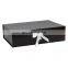 44cm width custom logo printing rectangle black shallow cardboard folding gift box with ribbon