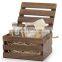 Antique Brown Wooden Crate Storage Box with Lid