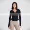 Top Selling Custom Logo Gym Yoga Wear Full Zip Hoodie Jacket Women Slim Compression Workout Fitness Activewear Crop Top