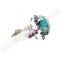 Turquoise cushion & amethyst round gemstone ring,sterling silver 925 rings wholesale jewelry