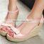 2015 fancy ladies sandal shoes ladies party shoes high heel with decoration wedge shoes super high heel 