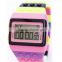 Colorful silicone case and strap digital watch for girls