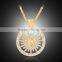 Hollow Out Long Chain Necklace Sun Flower Round Gold Plated Rhinestone Pendant Necklace for Women Jewelry Gifts