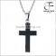 Stainless Steel Carbon Fiber Cross Pendant Necklace High Polished with Free Chain Silver Gold