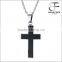 Carbon Fiber Stainless Steel Mens Cross Necklace Pendant Black Silver with Chain