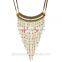 LONG BOHEMIA STATEMENT BIB BEADS FRINGE PYRAMID NECKLACE VINTAGE LEATHER ROPE BIJOUX COLLIER PLASTRON COLLARES BOHO CHIC COLAR