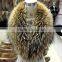 Winter warm hot sale big Raccoon Fur Collar Customized Plump Raccoon Fur Shawl Collar