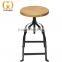 Commercial Bar furniture Vintage Metal Industrial Bar counter stool chairs with Adjustable Wooden Seat