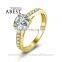 Channel Setting Ring Shank Cushion 10K Gold Yellow Ring Simulated Diamond Jewelry New Wedding Engagement Ring For Women Gift