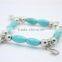 Chuncky Tribal Stretch Bracelet in Turquoise &Silver Shell Key Star Antique Silver Charm Bohemian Gypsy Bracelet
