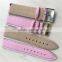 Pink Color Activity Pin Canvas Leather Watch Strap