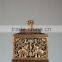 square base black and gold big jewel box with leather inlay with fancy lid